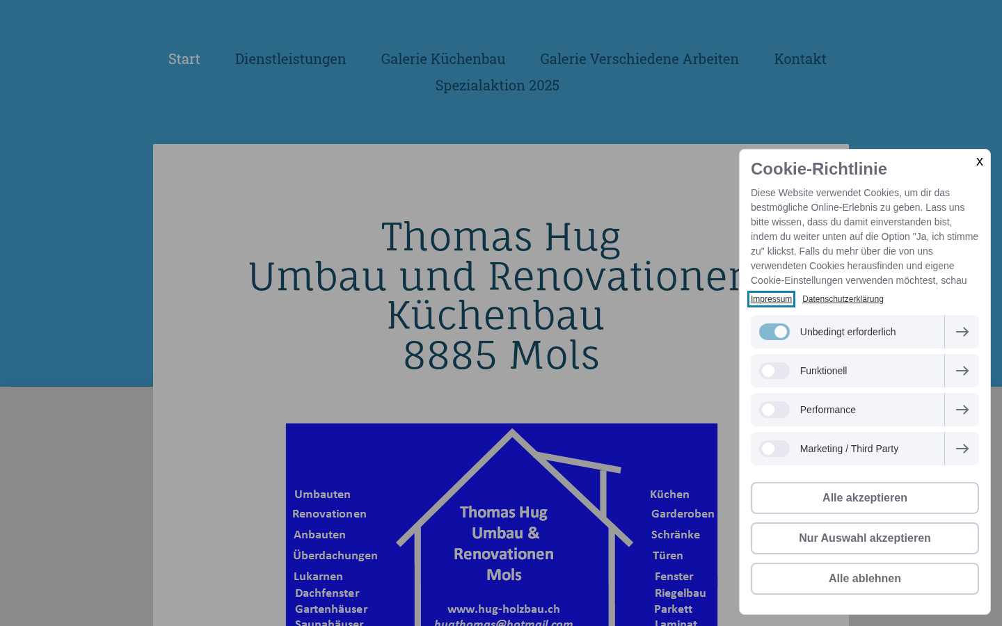 Die heutige Website hug-holzbau.ch